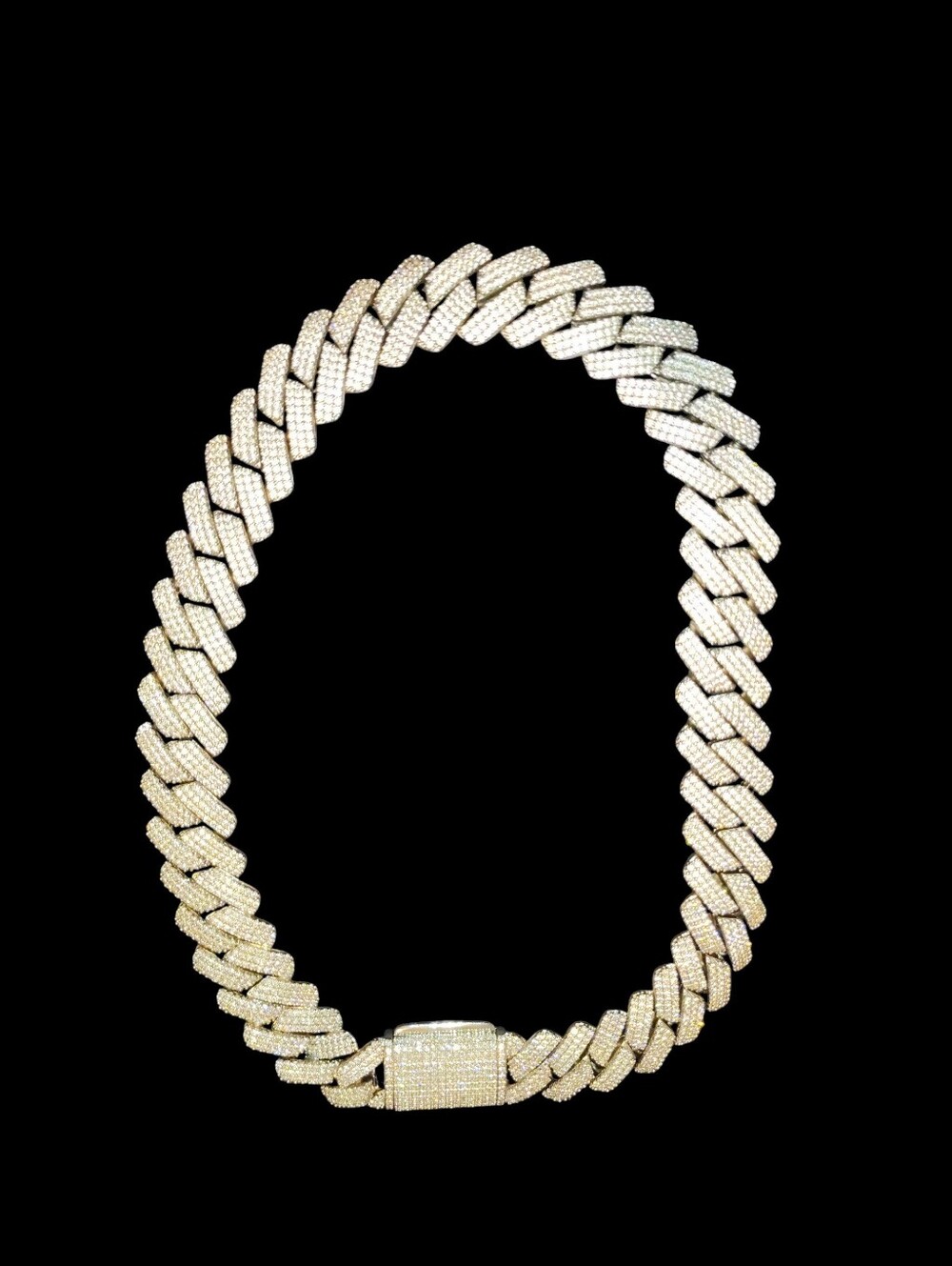Big Iced out 14k white gold plated cuban link chain 24"
